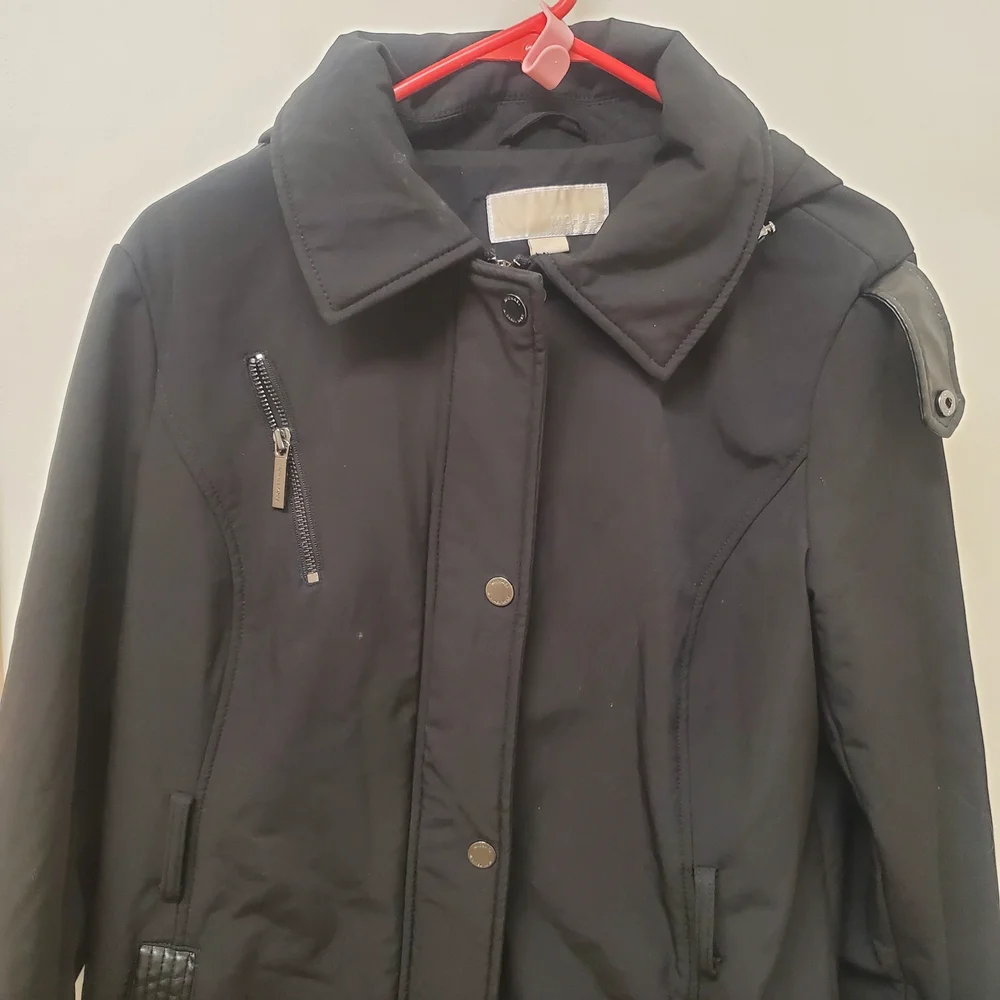 Michael Kors Women's L Black Hooded Water Resistant Coat Parka